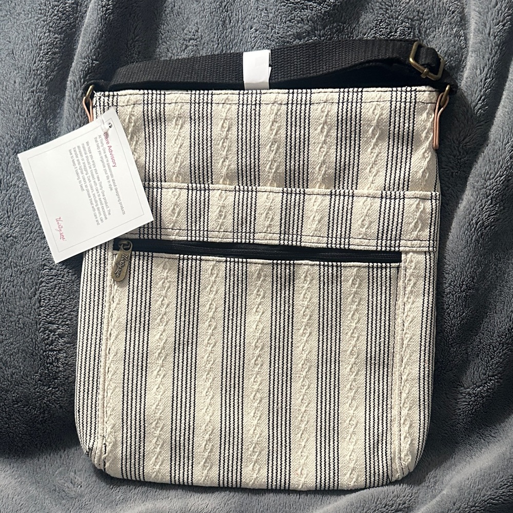 Thirty-One Black and Cream Organizing Shoulder Bag